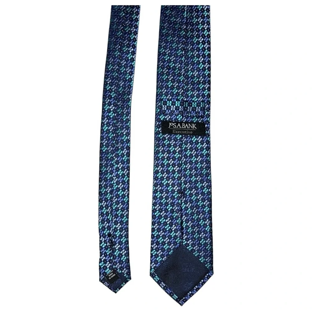Jos. A. Bank Necktie Men’s Blue Light Blue Teal Executive 100% Silk 60x3 Tie